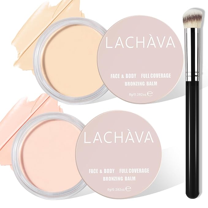 2PCS Full Coverage Cream Concealer Kit with Brush - Hydrating Waterproof Under-Eye Concealer for Concealing Dark Circles, Acne, Blemishes, Pores, and Spots (#01, #02)