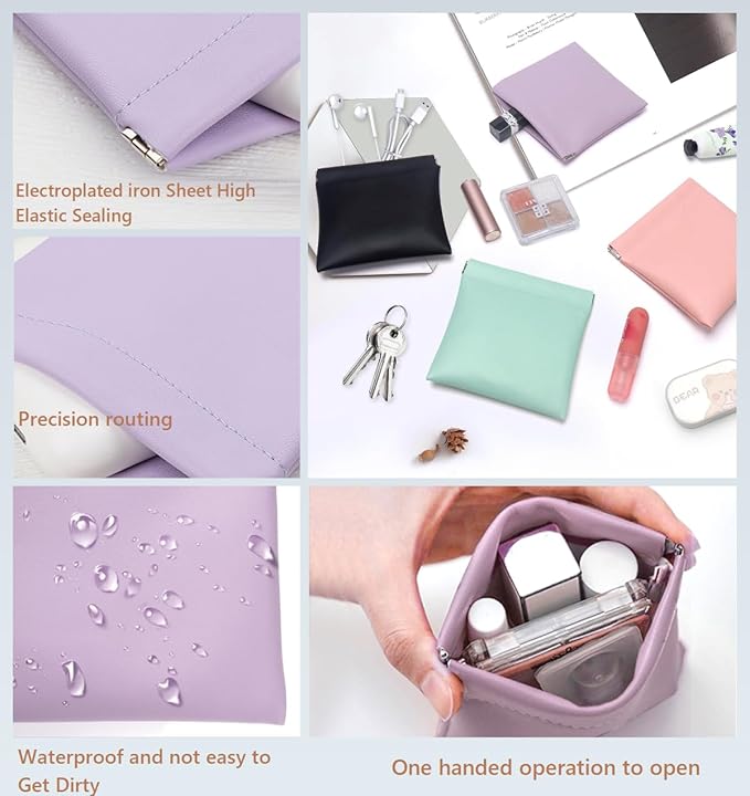 4 PCS Mini Portable Cosmetic Bags for Women, Small Makeup Bag for Purse, Coin Purse Lipstick Cosmetic Accessories Organizer, Mini Travel Kit Storage Pouch(A)