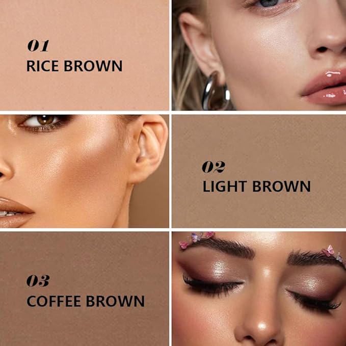 Matte Shimmer Highlight Bronzer Powder Palette with Mirror for Face Cheek Contour Brightening,Buildable Coverage Natural Makeup,Ultra Sculpt Nose Shadow (Matte beige brown coffee)
