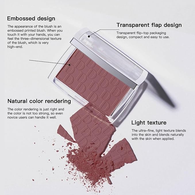 Blush Powder Palette, Multi-Use Matte Makeup Blush Palette for Cheeks, Eyes, Long-Lasting, Natural Look, Complements All Skin Tones, Vegan, High Pigmented (Rosewood, Normal)