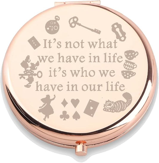 WUSUANED Princess Fans Makeup Mirror It’s Not What We Have in Life It’s Who We Have in Our Life Jewelry Cartoon Friendship Gift
