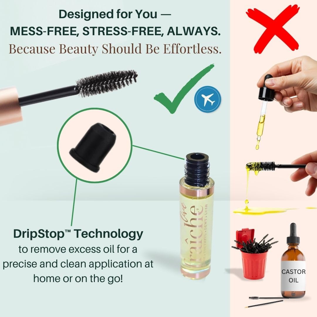 USDA Organic Castor Oil Lash Serum - Premium All Natural Cold Pressed Castor Oil Eyelash Growth Serum with Mascara Tube - Eyelash Treatment and Conditioner - For Thicker and Fuller Lashes