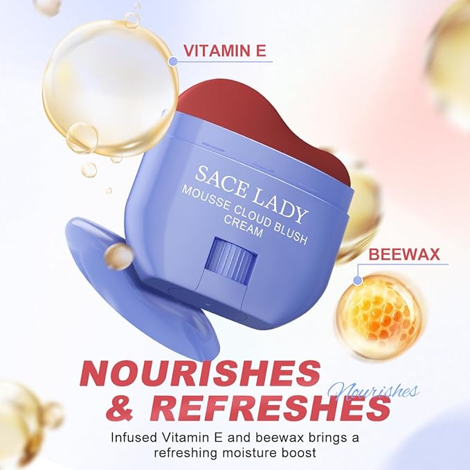 SACE LADY Creamy Blush Face Makeup, No Drying Blusher Cosmetics Pigmented Smooths Nourishes for Lip Eye Cheek Beauty Make Up, 0.31Oz (#03, 0.31Oz)