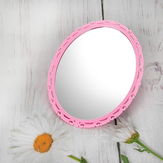 Magnetic Locker Mirror, 5"x7"Real Glass Small Mirrors for Locker with Magnetic Backing, for School Locker, Bathroom, Household Refrigerator, Locker Accessory, Workshop Toolbox or Office Cabinet(Pink)