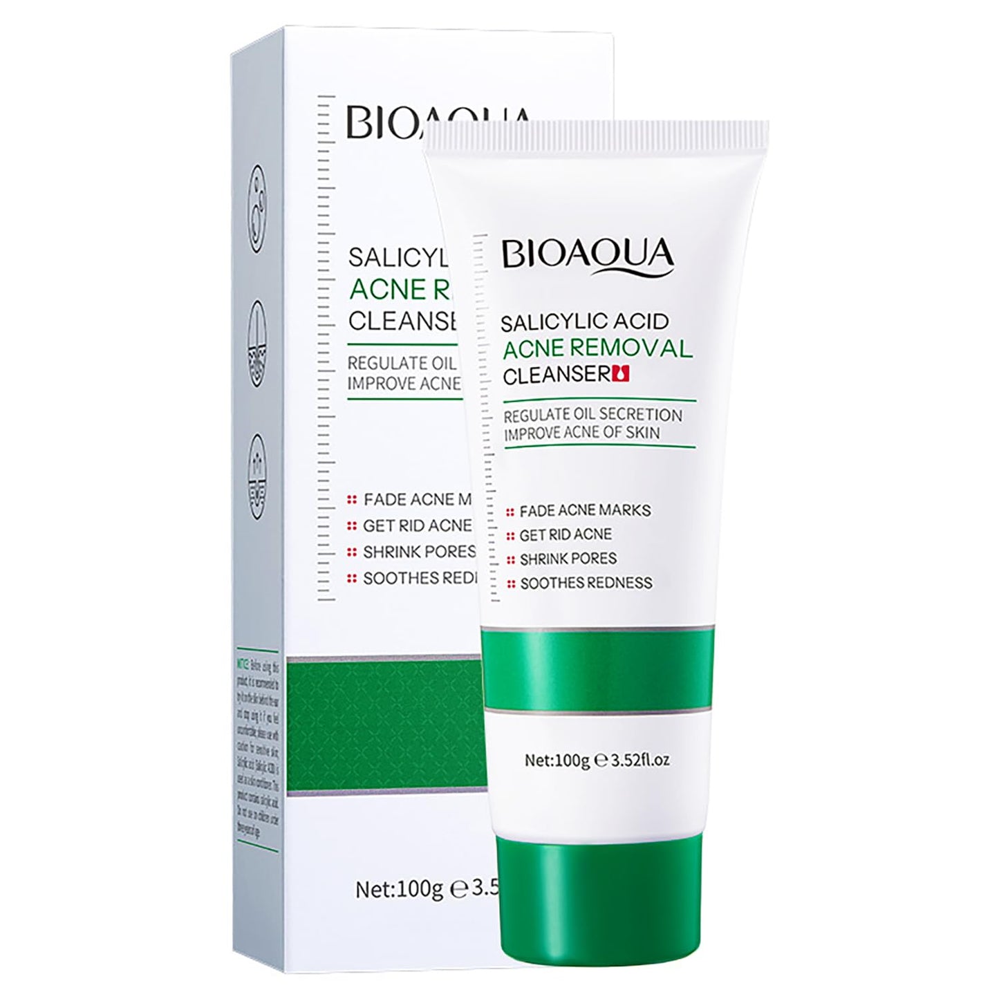 BIOAQUA Salicylic Acid Acne Marks Removal Deep Foam Cleanser Shrink Pores Soothing Oil Control 100g / 3.52fl.oz