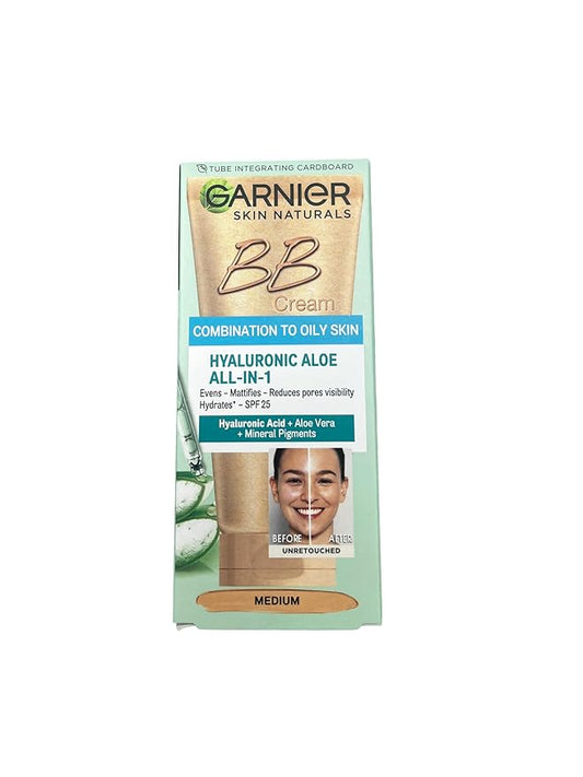 Garnier Skin Naturals Combination to Oily Skin Hyaluronic Aloe All-in-1 BB Medium Cream, 50ml