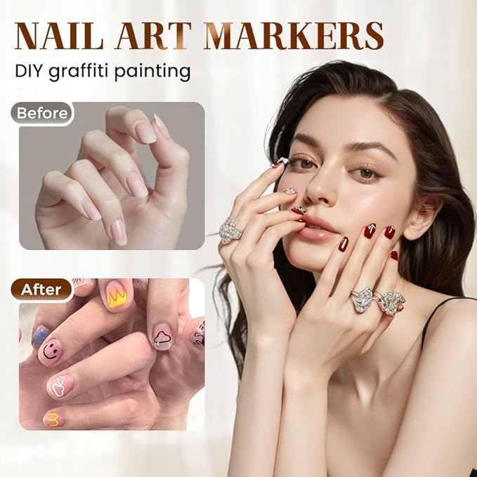 12 Colors Nail Art Pens Set, Nail Art Markers Polish Pen for 3D Nail Art, Drawing Painting Liner Brush for DIY Nail Art Beauty Adorn Manicure Tools (2 set)