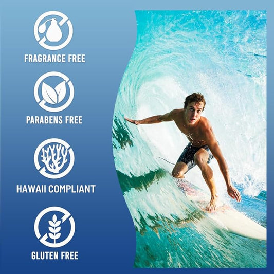 Sunscreen SPF 50 | Hawaii Compliant as Reef Safe | Octinoxate & Oxybenzone Free | Broad Spectrum UVA/UVB Protection | Water Resistant 80 Min. | Fragrance Free | 16 Fl Oz (Pack of 1))