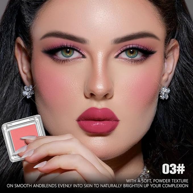 4 Color Matte Blush Palette - Buildable, Long-Lasting Pressed Powder Blusher with Brush, Cruelty-Free, Vegan, Compact Design for a Bright, Healthy Glow, Gift Set for Women