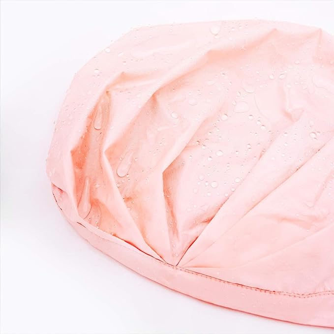 Gimme Beauty - Lined Shower Cap for Women and Men - Sleek Waterproof Shower Cap for Long Hair or Dry Styles - Reusable & Fast Drying with a Silicone Leak Proof Lining - Soft Pink (1 Count)