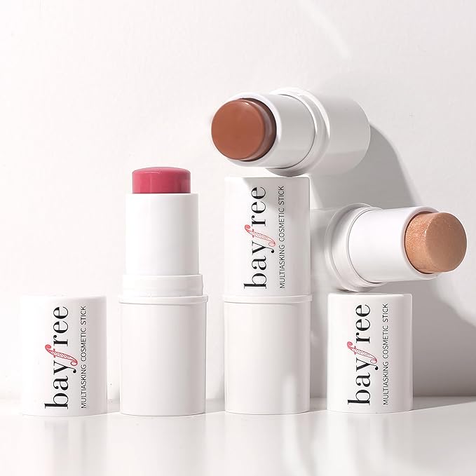 3 PCS Makeup Cream Contour Stick Set, Highlighter Stick & Bronzer Stick & Blush Stick, Long Lasting, Natural Face Contour, Dewy & Matte Finish, Multi Stick Trio for All Skin