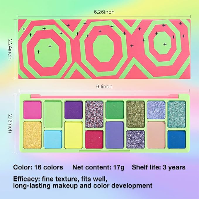 16 Colors Eyeshadow Palette,Matte&Glitter&Shimmer Eyeshadow Makeup,Naturing-Looking,High Pigment Waterproof Eye Shadow Palette Makeup, 100% Cruelty-free (01#Green Series)