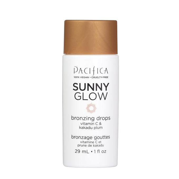 Pacifica Sunny Glow Liquid Face Bronzer Drops - Face Makeup Bronzing For Face & Cheeks for Instant Sun-Kissed Glow - Vitamin C & Glycolic Acid Infused Liquid Bronzer Illuminating Highlighting Clean