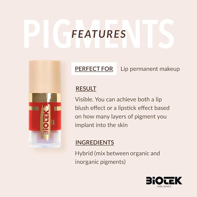 Biotek Lip Pigment for Permanent Makeup - Red Color for Lip - Made in Italy - Sexy 0,24 fl.oz.