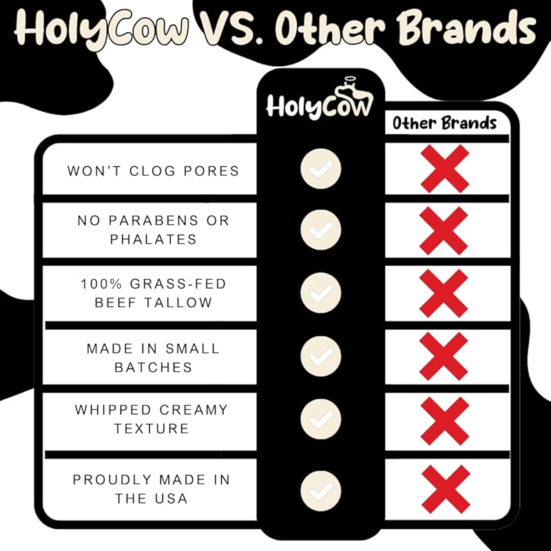 Beef Tallow For Skin - Whipped Tallow Balm with Organic Jojoba Oil, Grass Fed Beef Tallow Face Moisturizer for Eczema, Baby, Lip Balm - Lotion For Extremely Dry Skin (Vanilla Bean)