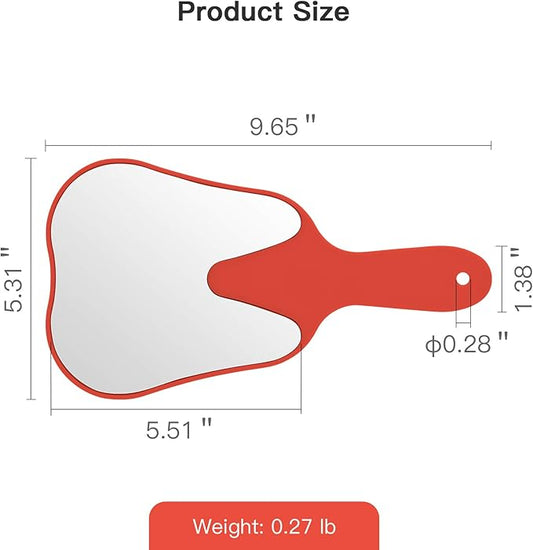 Annhua Dental Hand Mirror Small Handheld Mirrors with Handle Red, Tooth Shaped Mirror Hand Held Makeup Face Mirror for Salon|Dentist Clinic|Barber|Hairdressing