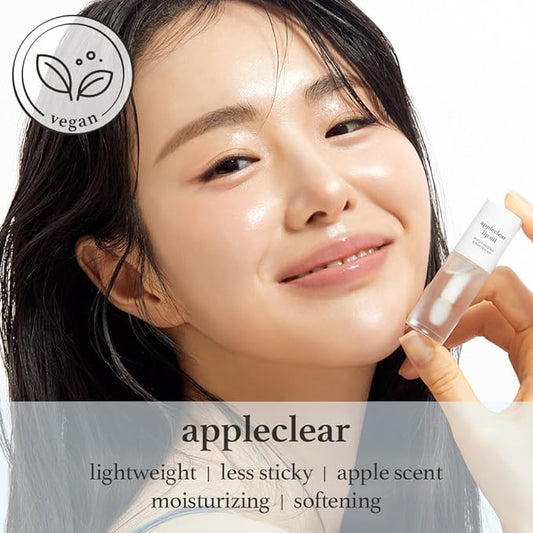 NOONI Korean Hydrating Lip Oil - Appleclear | Long-Lasting, Moisturizing, Plumping, Revitalizing for Dry Lips, Waterproof, No Peel Off, Hydrating, Nourishing Crystal Clear, 0.12 FL Oz