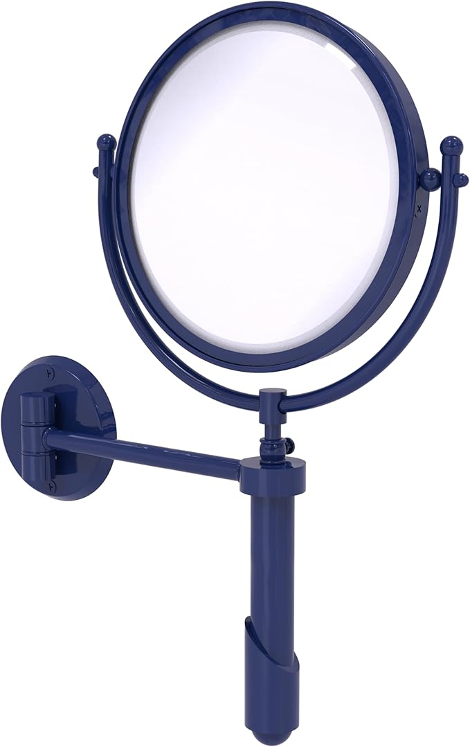 Allied Brass TRM-8/5X-MBL Tribecca Collection Wall Mounted Make-Up Mirror 8 Inch Diameter with 5X Magnification, Mediterranean Blue