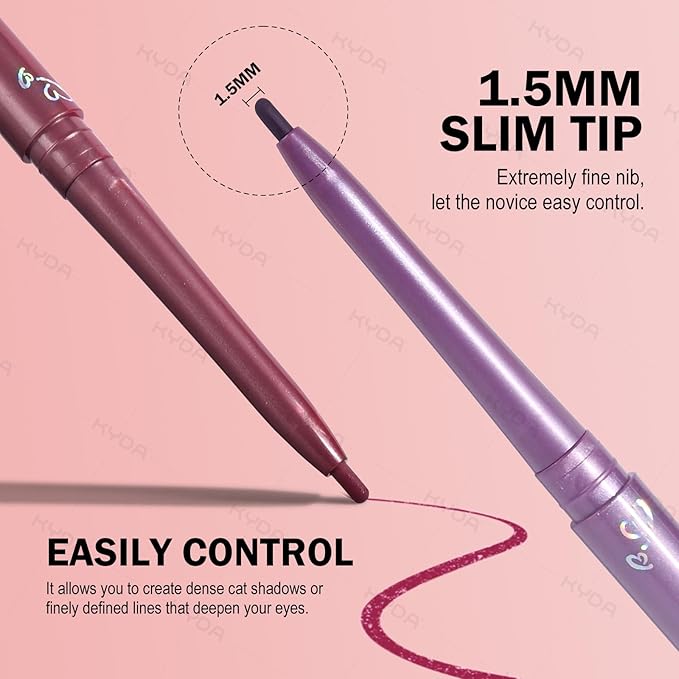 KYDA 2 Pcs Light Brown Gel Eyeliner, Super Soft and Smooth Glide Eyeliner Pencil, High Pigment Buildable Formula, Waterproof