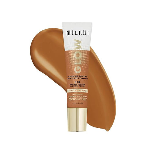 Milani Glow Hydrating Skin Tint - Medium to Dark, Dewy Finish, Light Coverage, Cruelty Free