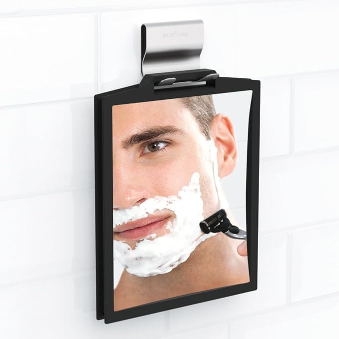 Better Living Products 13546 DOPPIO Double-Sided Shower Mirror, 3X Magnification, Black