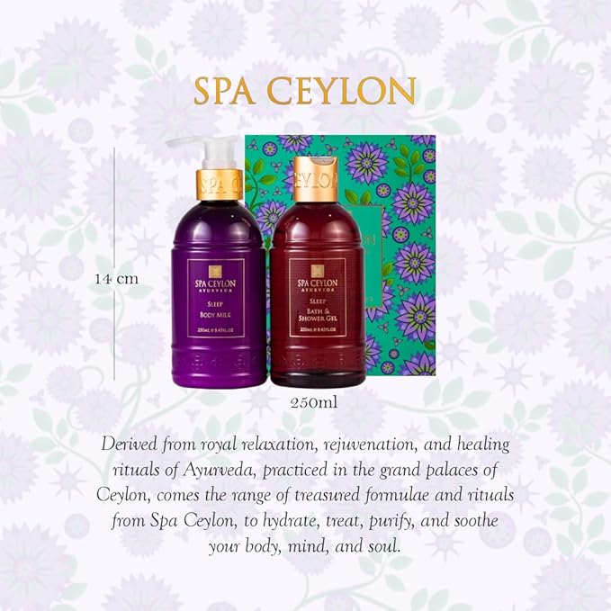 Spa Ceylon Sleep Bath & Body Duo Set | Luxury Lavender Ylang Ylang Body Wash & Lotion Set | Organic & Natural | Aromatherapy Bath Set | 250ml x 2