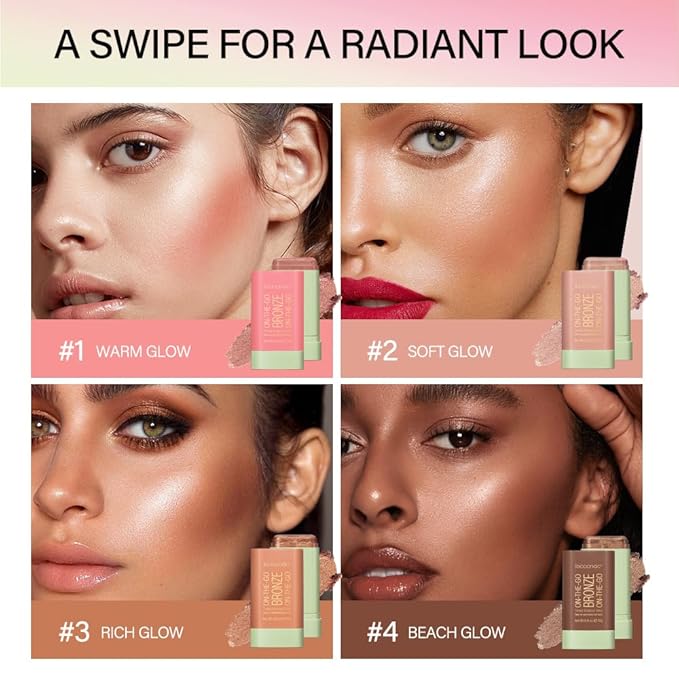 Bronzer Stick, Facial Contouring Stick,Cream Contour Stick, Facial Contouring Stick,Highlight Contour Makeup Long Lasting, Face Bronzer,03,Rich Glow