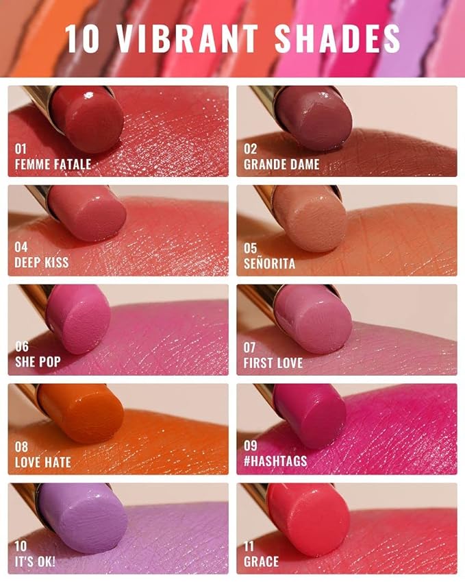 Oulac Moisture Shine Lipsticks Set - Red Orange Purple 3Pcs | Ultra Hydrating Juicy & Glossy, Soild Lip Gloss, Lightweight Smooth, Natural Look Best for Dry, Cracked and Chapped Lips, Vegan (05+06+07)