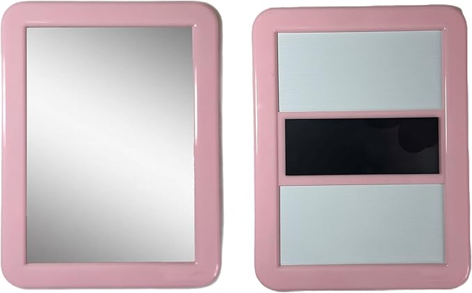 Magnetic locker mirror, 5"x7", small rectangular mirror for the back of locker doors, suitable for school lockers, work lockers, home refrigerators, magnetic whiteboards, locker accessories (Pink)