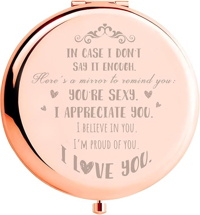 Anniversary Wedding Birthday Gifts for Her, Romantic Valentines Day Gifts for Wife, Girlfriend, Couples Gifts Ideas for Girlfriend Compact Mirror