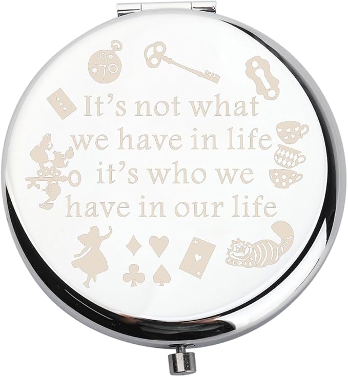 WUSUANED Princess Fans Makeup Mirror It’s Not What We Have in Life It’s Who We Have in Our Life Jewelry Cartoon Friendship Gift