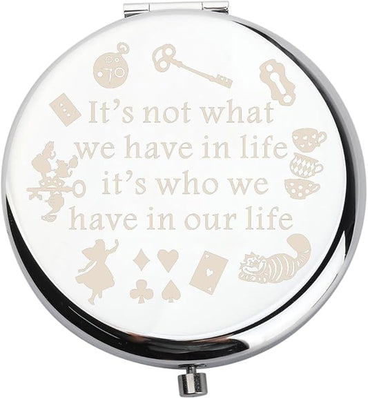 WUSUANED Princess Fans Makeup Mirror It’s Not What We Have in Life It’s Who We Have in Our Life Jewelry Cartoon Friendship Gift