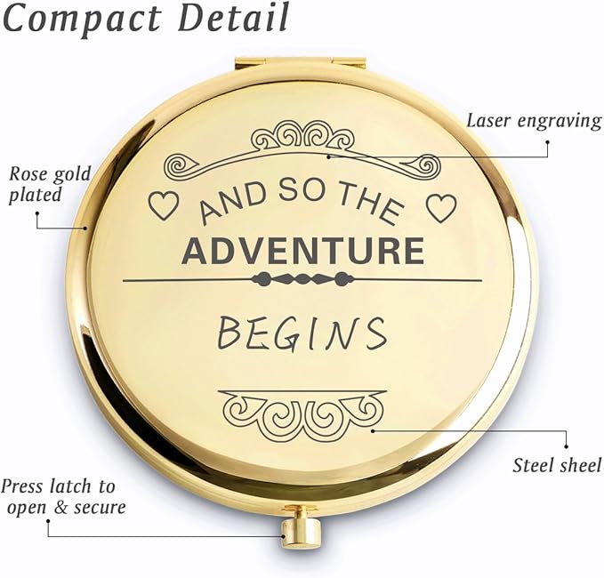 Personalized Gifts for Women Girls, Inspirational Compact Mirrors, 2025 Graduation Gifts for Her, Unique Mothers Day Birthday Gifts for Mom Sister Wife Daughter Niece, Friendship Gifts for Friends