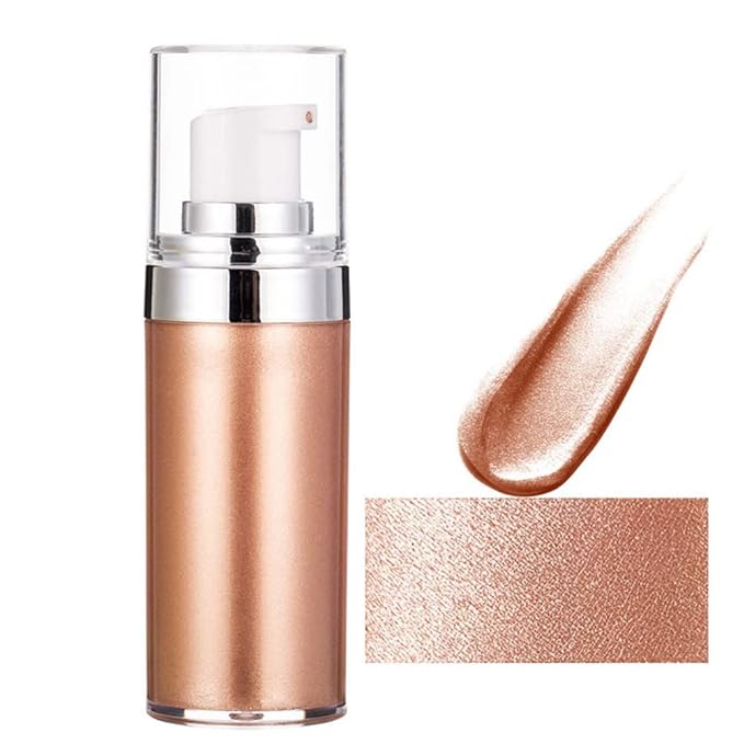 Body Shimmer Oil, Liquid Body Illuminator Drops Face Body Shimmer Oil Long Lasting Smooth Liquid Highlighter Stick Shimmer Highlighter Liquid Bronzer for Face Body Glitter(#02)