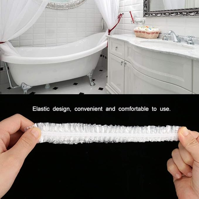 shower ,Disposable Shower ,100pcs Clear Plastic Bath Hair Processing Hair Salon Waterproof for Dye Spa Home Use Portable Travel Gift