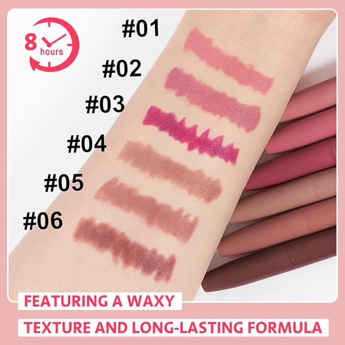 Matt Nude Lipstick Lipliner Lip Crayons Pack Set,Velvet Moisture Smooth Matte Lipstick Pencils,Waterproof&Waterlasting, (04, Pack of 1)