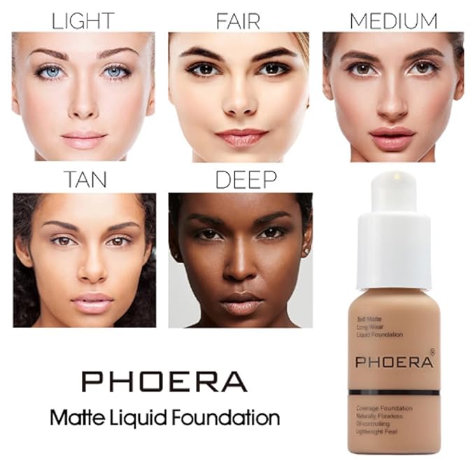 2Pcs Liquid Foundation Full Coverage 24HR Matte Oil Control Concealer 30ml (Nude & Buff Beige) with Kabuki Foundation Brush Flat Top (1pcs-107)