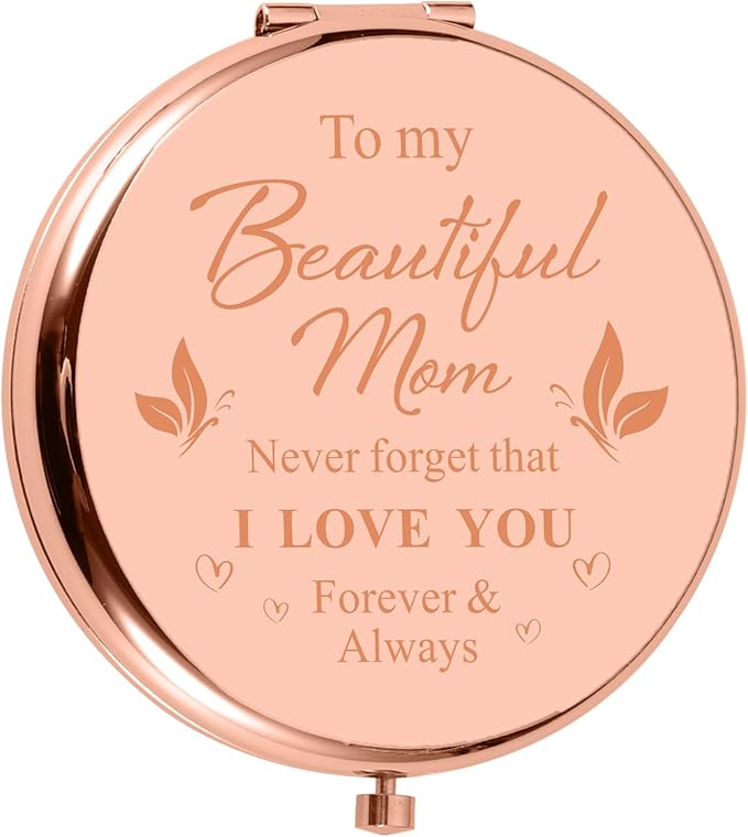 Lucullan Lepole for Mom Gifts from Daughter Rose Gold Compact Mirror Gifts for Mom Birthday Gifts for Mom from Son Mother of The Bride Gifts Mother in Law Stocking Stuffers for Women