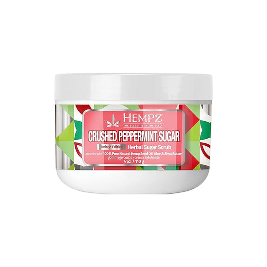 Hempz Crushed Peppermint Sugar, Sugar Body Scrub, Holiday Gift for Men and Women, 4 oz