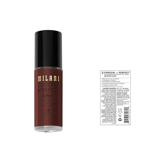 Milani Conceal + Perfect 2-in-1 Foundation + Concealer - Mahogany (1 Fl. Oz.) Cruelty-Free Liquid Foundation - Cover Under-Eye Circles, Blemishes & Skin Discoloration for a Flawless Complexion