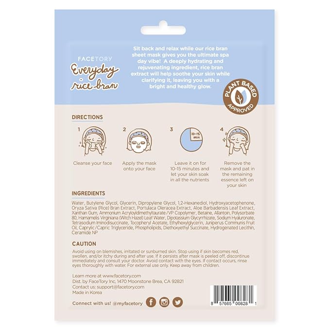 FACETORY K Beauty Face Mask Skin Care - EVERYDAY 8 COLLECTION Sheet Mask Set | Natural Premium Korean Face Mask For All Skin Types - No Sulfates No Parabens (8 pc)