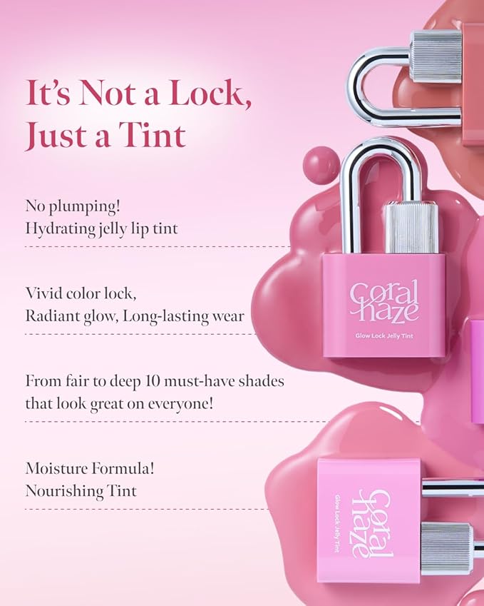 CORLAHAZE Glow Lock Jelly Tint 109 Heavy 4g, Hydrating Jelly Glow Lip Stain, High-Shine, Long-Lasting Color Moisturizing Lip Enhancer with Rosehip Oil, Collectible Lock-Shaped Design, Korean Makeup