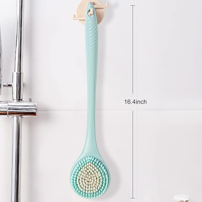 BEDELITE Back Scrubber for Shower - Long Handle Bath Brush (16.4 inches) with Soft Bristles, Exfoliating Body Brush for Men & Women(Blue)