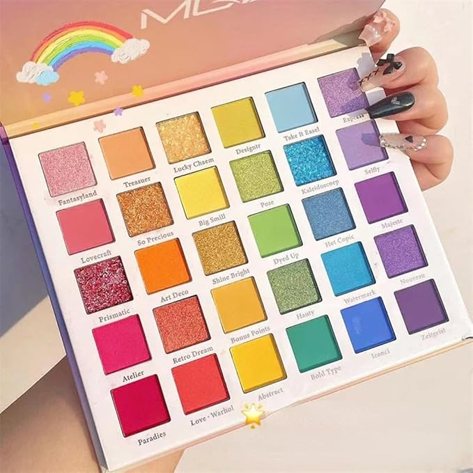 30 Color Rainbow Eyeshadow Palette - Highly Pigmented Mattes, Glitter & Shimmers - Blendable, Long Lasting & Waterproof - Professional Makeup Palette Gift Set