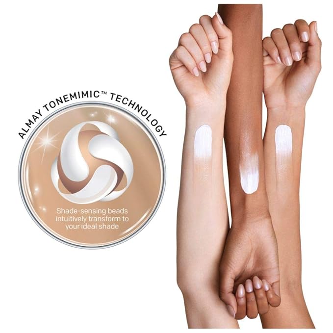 Almay Skintone Matching Foundation, Smart Shade Face Makeup, Hypoallergenic, Oil Free-Fragrance Free, Dermatologist Tested with SPF 15, Light, Medium Mine, 1 Oz