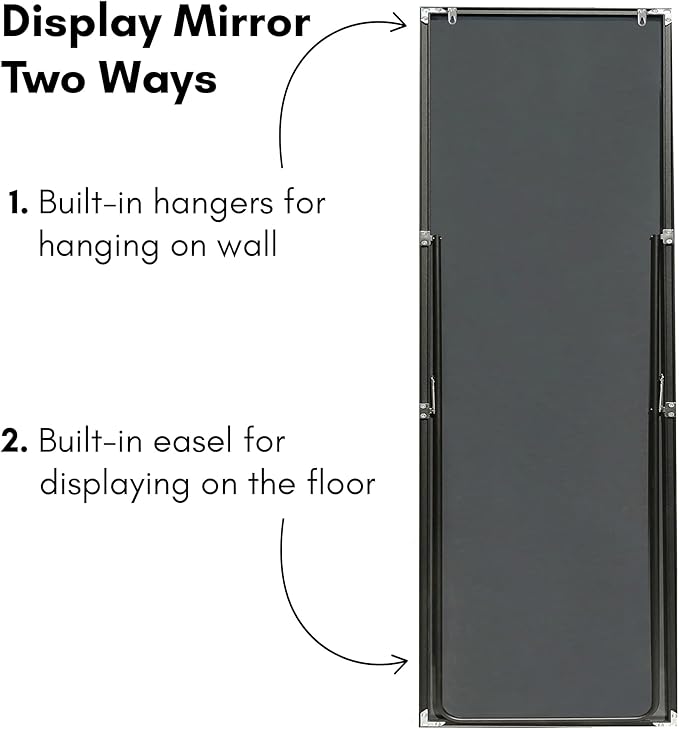 Americanflat 21x58 Full Length Mirror with Stand - Standing Mirrors with Durable Frame - Modern Mirror for Bathroom, Bedroom, Living Room - Mirrors for Wall Display and Home Decor - Black