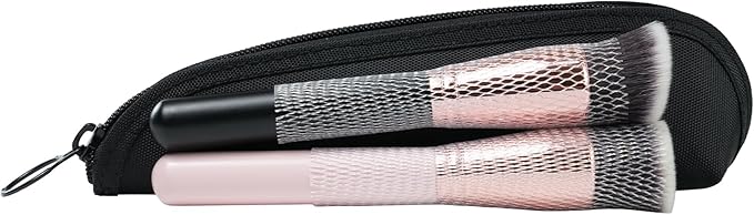 Aosbos Travel Makeup Brush Holder Bag, Small Cosmetic Pouch Organizer for Make Up Brush Traveling Case, Black Multi-functional Pouch