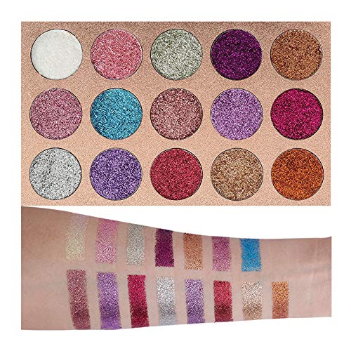 BestLand 15 Colors Glitter Eyeshadow Palette Shimmer Ultra Pigmented Makeup Eye Shadow Powder Long Lasting Waterproof Holiday Party Makeup (Colors A)