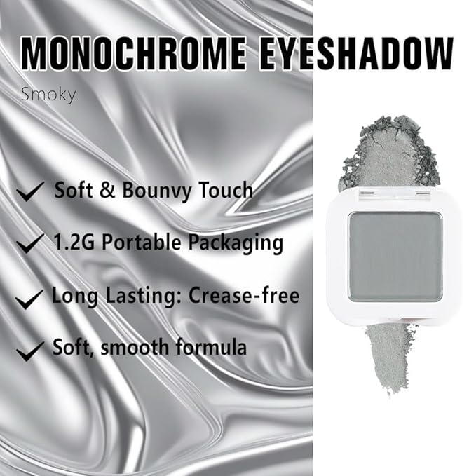 Matte Singe Eye Shadow Palette Makeup, Matte Smoky Gray Monochrome Eyeshadow For Old Women, Mini Pressed Pigmented Waterproof Sombras Para Ojos, Vegan, Talc, Paraben & Cruelty Free, 10