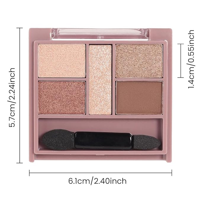 5 Colors Champagne Gold Shimmer Eyeshadow Palette for Eye Makeup,High Pigmented Metallic Eye Shadow Powder Palet de sombras de ojos